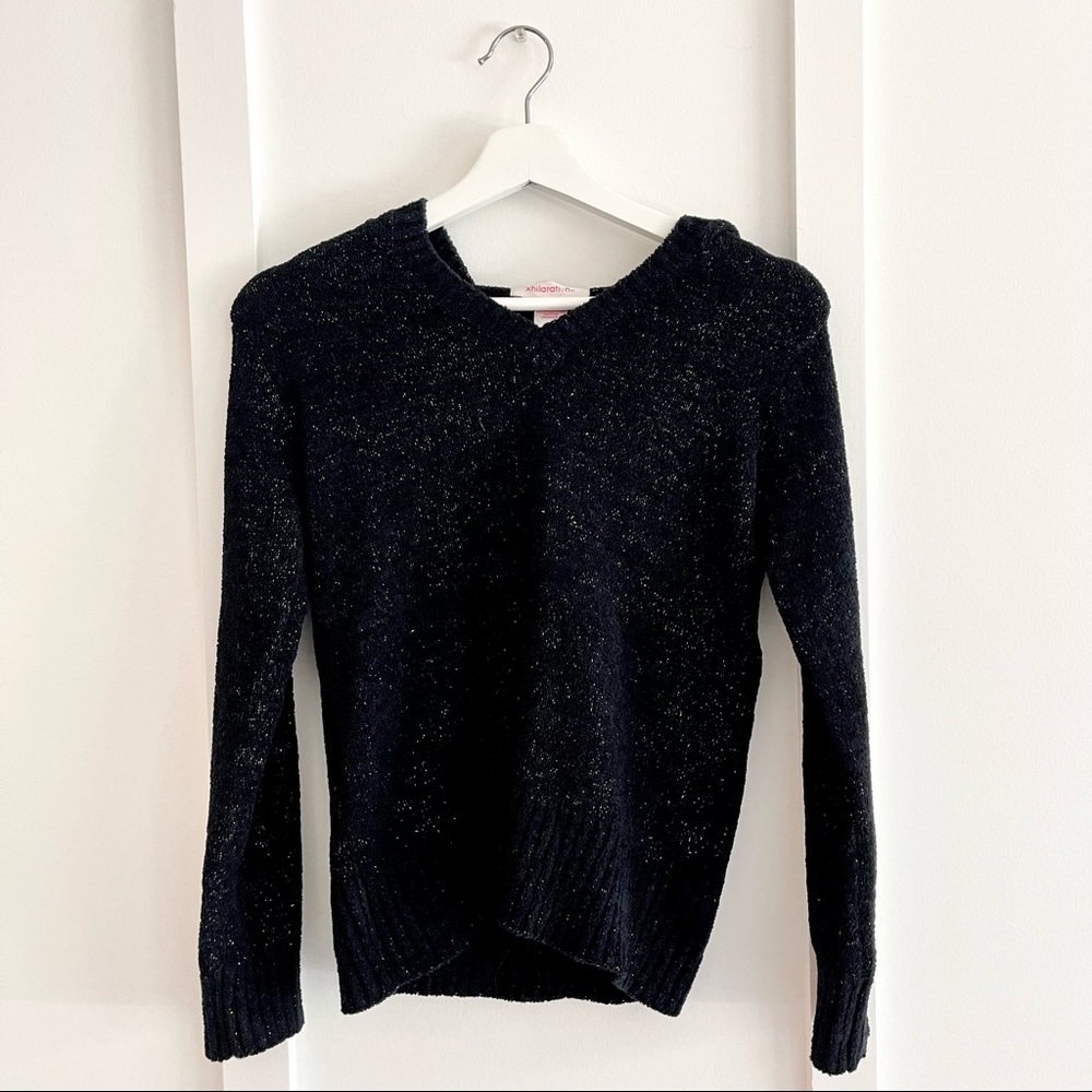 Soft Black Sparkle Sweater with Hoodie